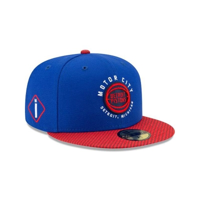 Blue Detroit Pistons Hat - New Era NBA City Edition 59FIFTY Fitted Caps USA5410738